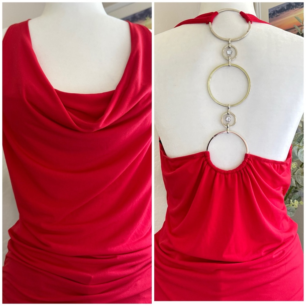 Y2K Red Embellished Sexy Open Back Going Out Top